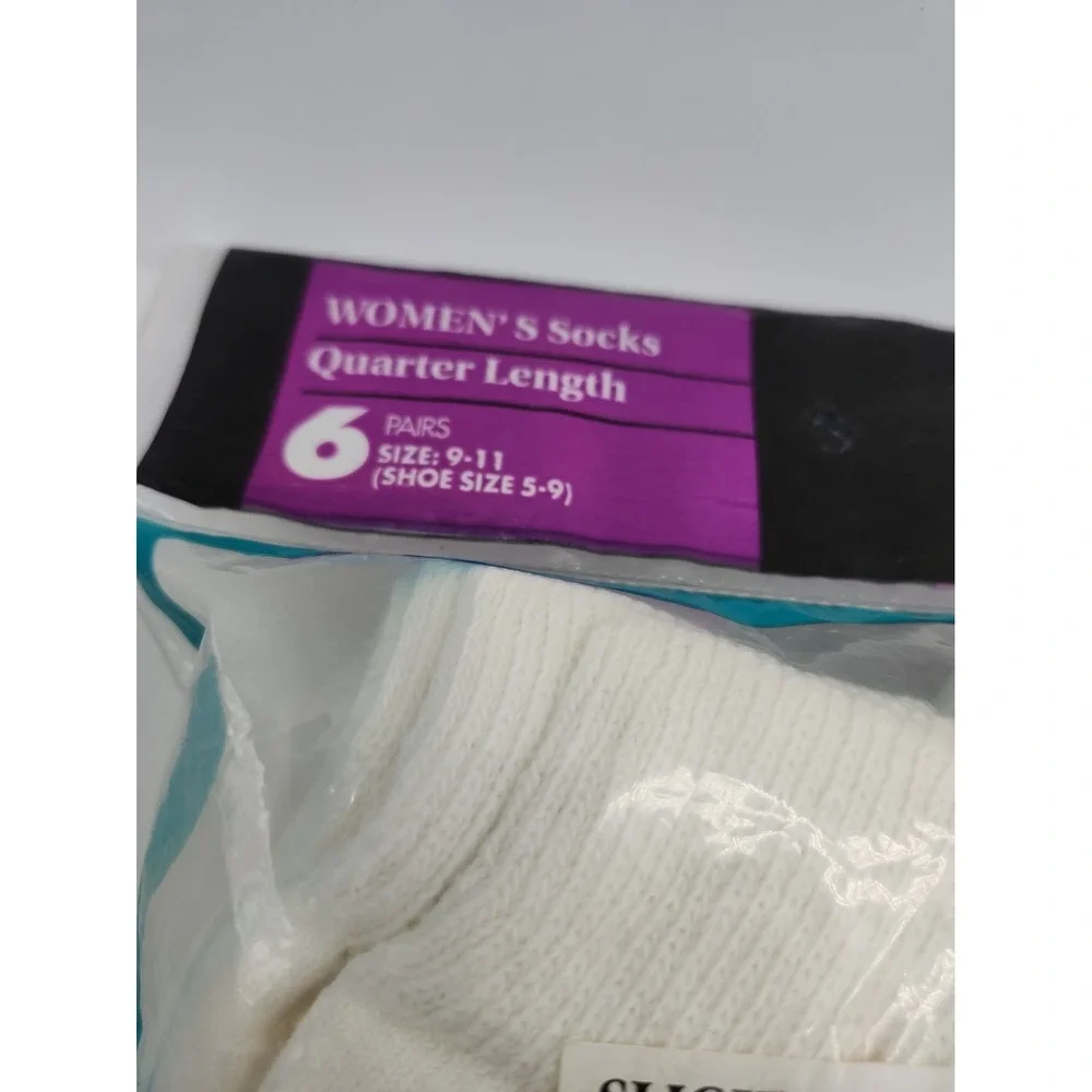 Vintage Women's Socks Hanes Her Way Cushion Quarter Sport 6 Pairs 1994 Size 9-11